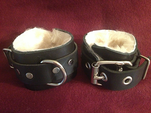 leather fur lined cuffs